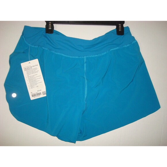 New NWT Lululemon Fast Free high rise split short 3" Hawaiian Blue Shorts Reflec - Picture 2 of 3